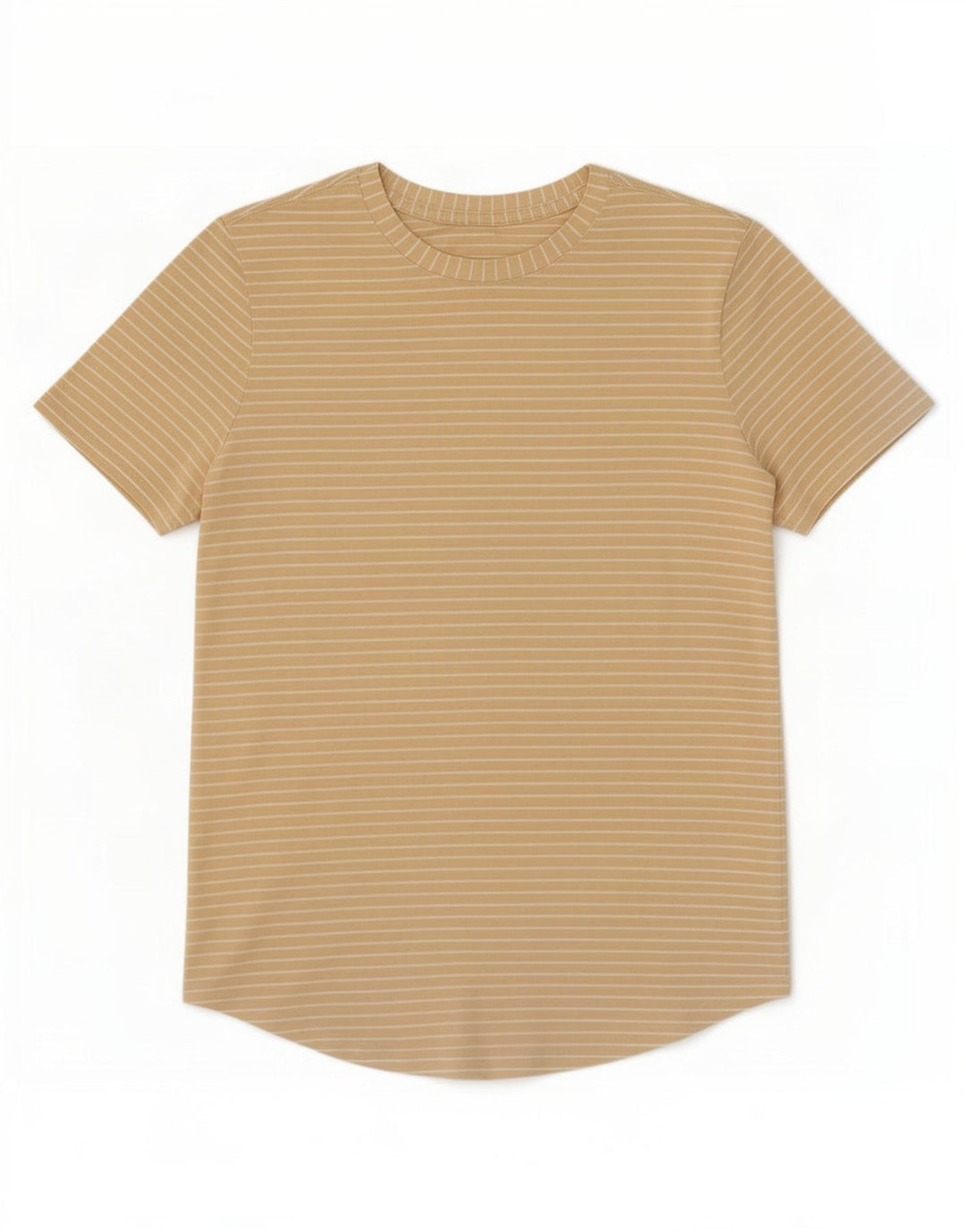 Lululemon Dame T-Shirt Top UK 12 Medium Beige Stribet