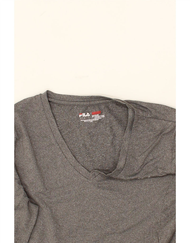 FILA Womens Top Long Sleeve UK 12 Medium Grey Vintage Fila and Second-Hand Fila from Messina Hembry 