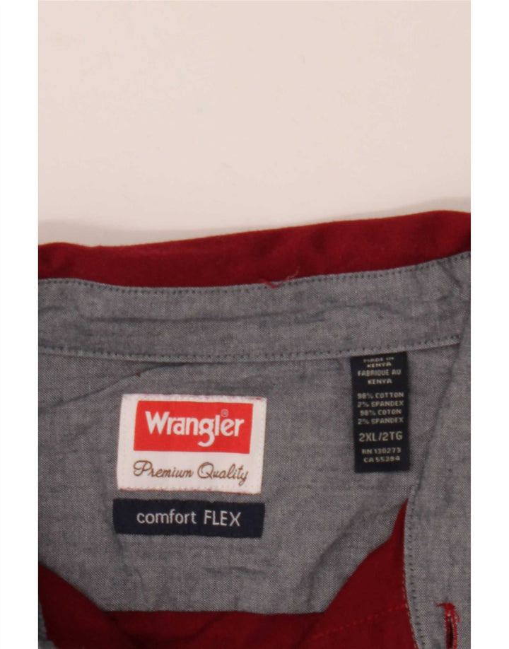 Wrangler Herre Flex Shirt 2XL Bourgogne bomuld