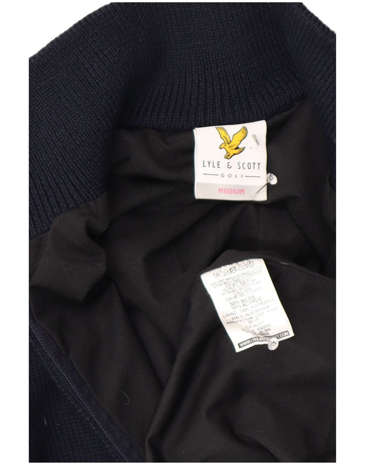Lyle & Scott herre cardigan sweater Medium marineblå uld