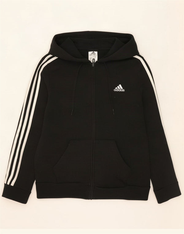 Adidas Womens Zip Hoodie Sweater UK 12/14 Medium Black Cotton