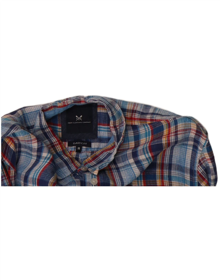 CREW CLOTHING Mens Classic Fit Flannel Shirt Medium Blue Check Linen