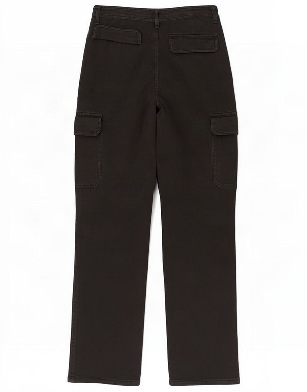 Zara Lige Cargo-bukser til kvinder EU 38 Small W28 L30 Black Cotton