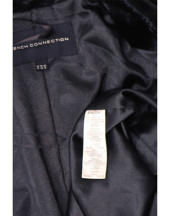 French Connection Womens Open Faux Fur Overcoat UK 12 Medium Navy Blue