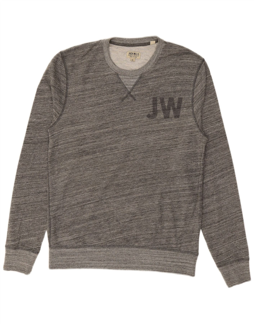 JACK WILLS Herre Grafisk Sweatshirt Jumper Medium Grå Nålestribet bomuld