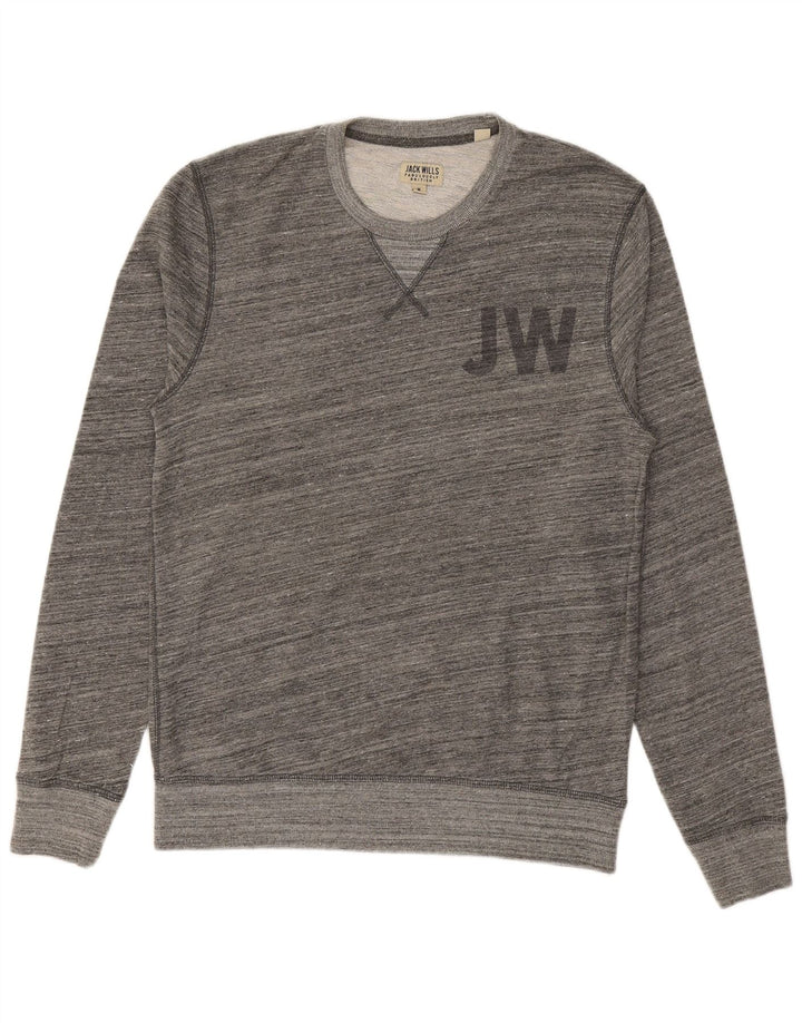 JACK WILLS Herre Grafisk Sweatshirt Jumper Medium Grå Nålestribet bomuld