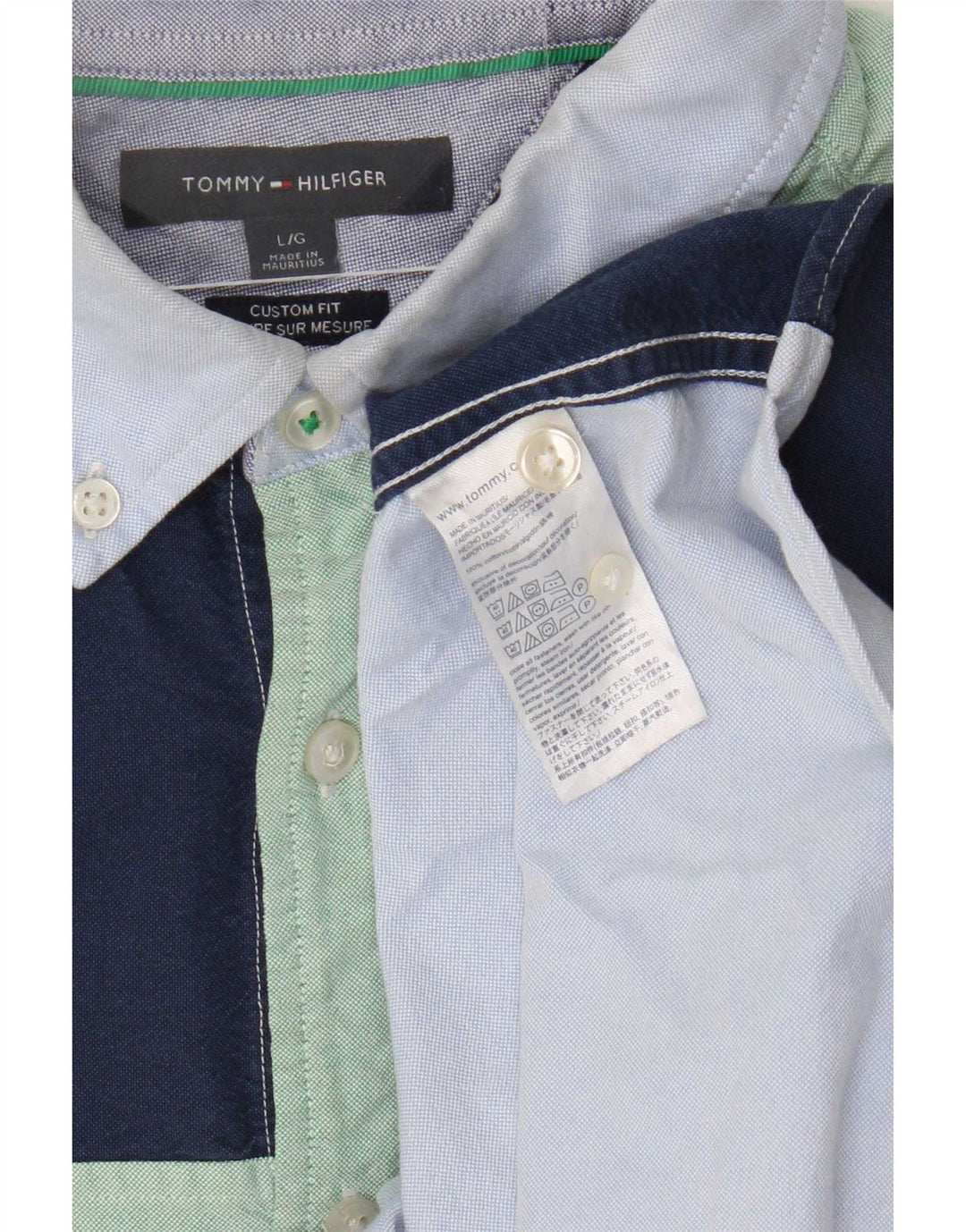 Tommy Hilfiger Kortærmet Herreskjorte Stor Navy Blue Colourblock