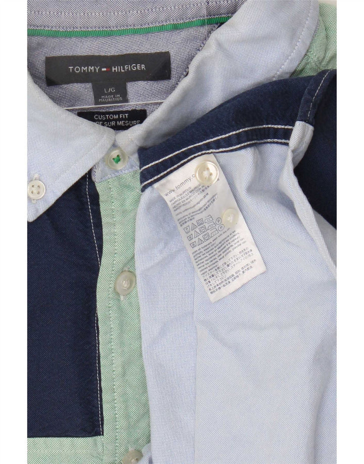 Tommy Hilfiger Kortærmet Herreskjorte Stor Navy Blue Colourblock