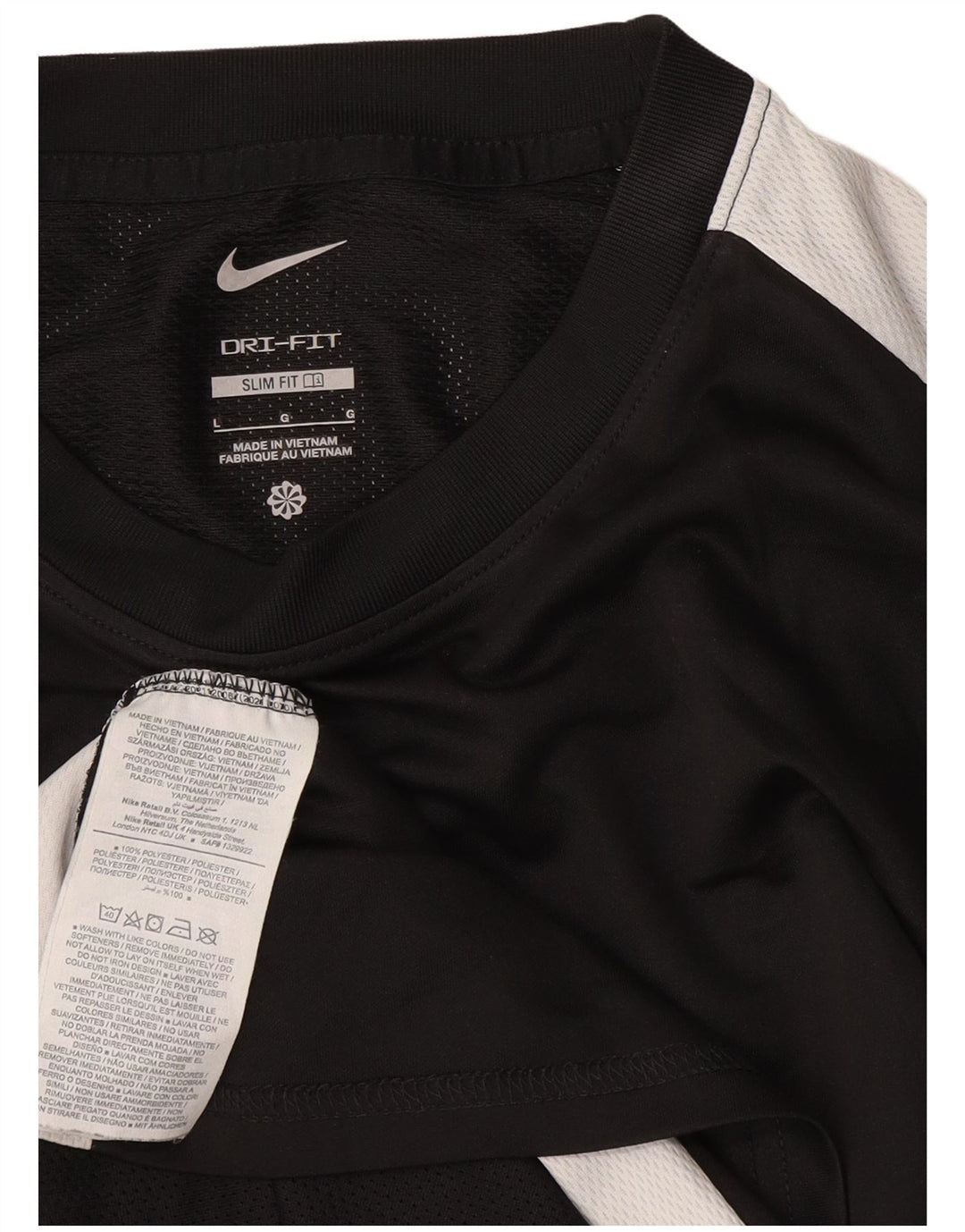Nike Herre Dri Fit Slim Fit T-Shirt Top Stor Sort Colourblock Polyester