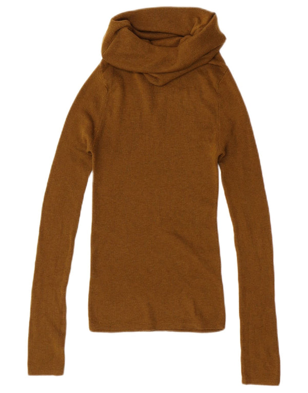 Zara Dame Rullehals Sweater UK 4 XS Khaki Polyester