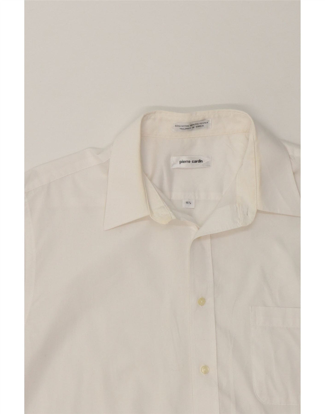 PIERRE CARDIN Mens Short Sleeve Shirt Size 16 1/2 Large White Polyester Vintage Pierre Cardin and Second-Hand Pierre Cardin from Messina Hembry 