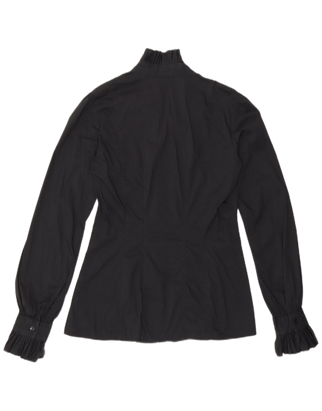 Benetton Dame Langærmet Bluse UK 14 Medium Sort