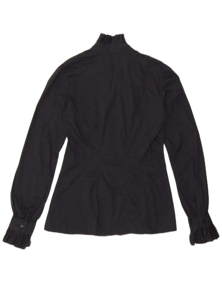 Benetton Dame Langærmet Bluse UK 14 Medium Sort