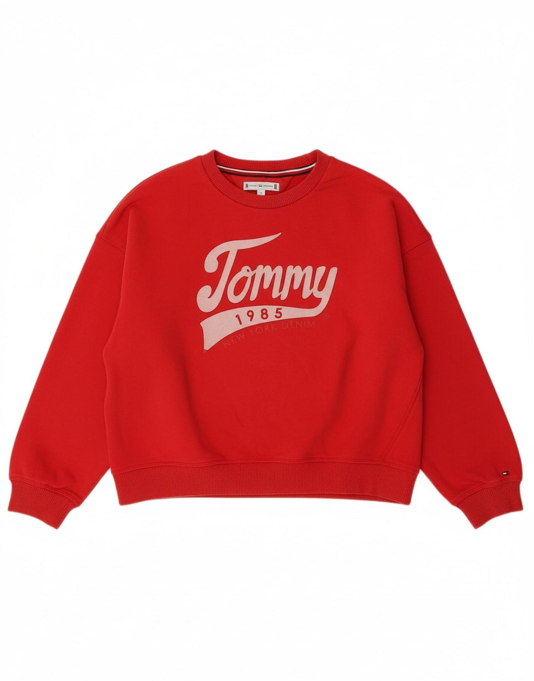 TOMMY HILFIGER Girls Oversized Graphic Sweatshirt Jumper 11-12 Years Red