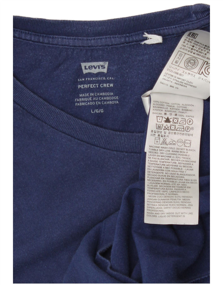 Levi's Dame T-Shirt Top UK 16 Stor Marineblå Bomuld