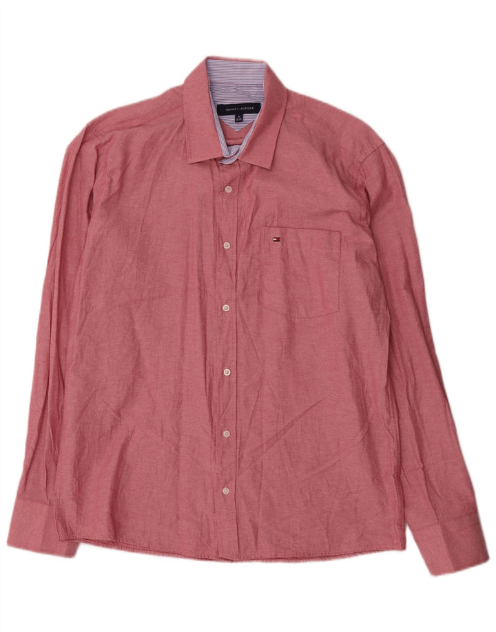 Tommy Hilfiger Herreskjorte Størrelse 39/40 Medium Rød Bomuld