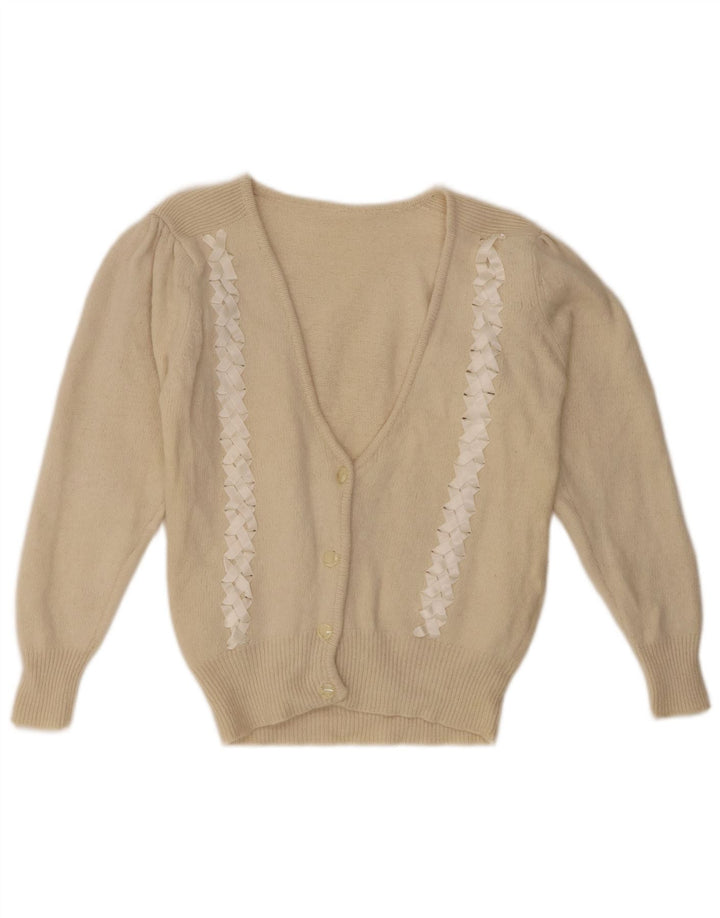 Vintage dame cardigan sweater UK 10 Small Beige