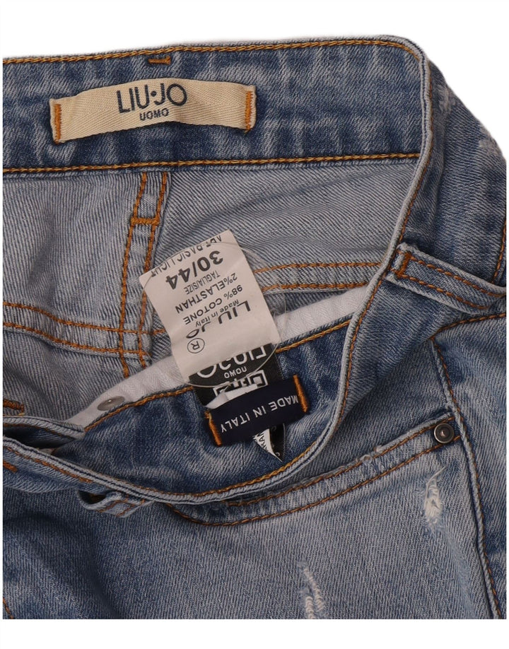 Liu Jo Mens Distressed Slim Jeans W30 L32 Blå Bomuld