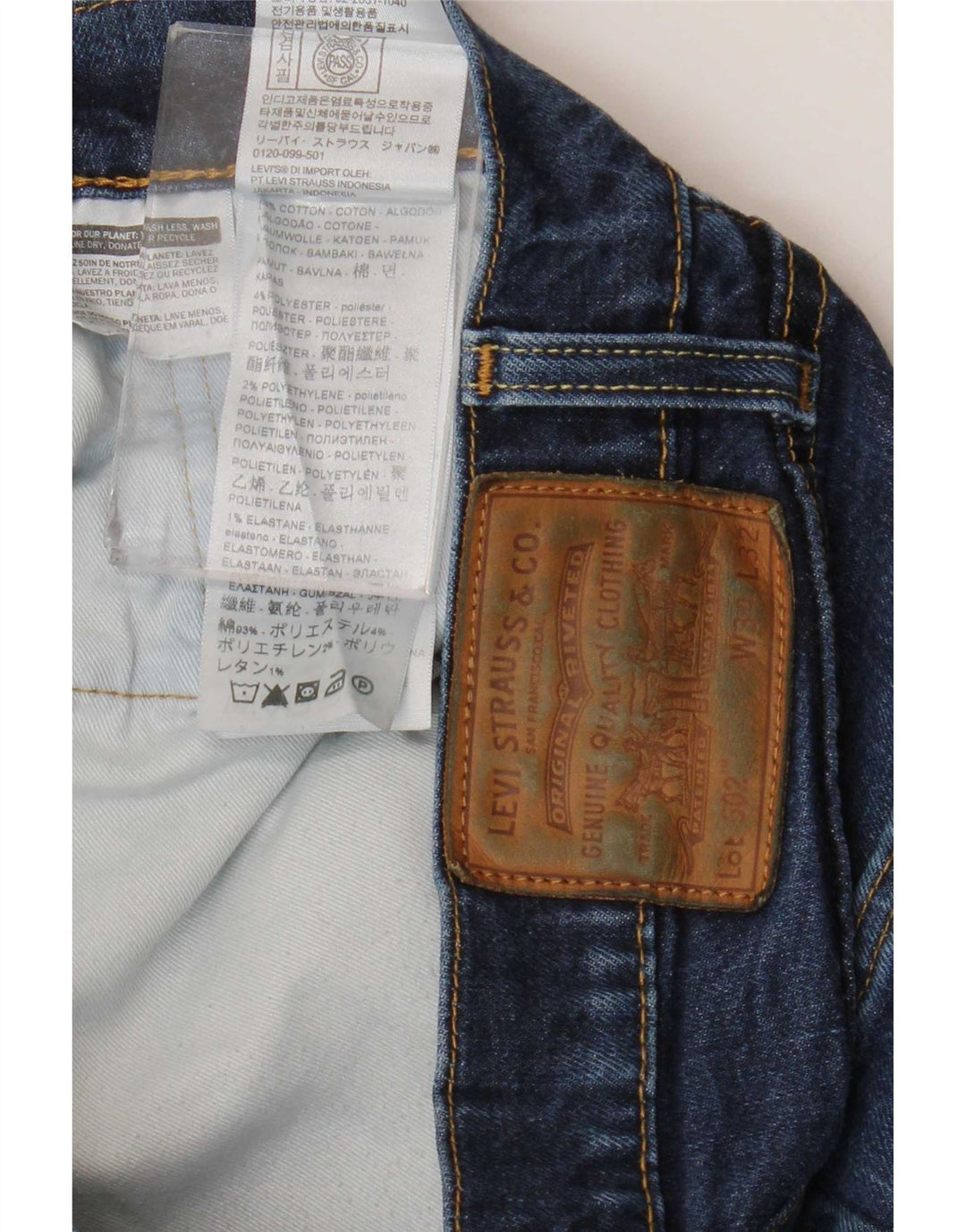 Levi's Herre 502 tilspidsede jeans W34 L29 marineblå bomuld