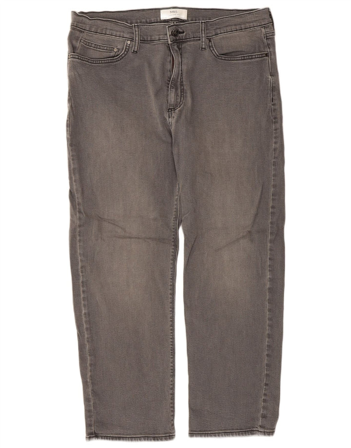Marks & Spencer Straight Jeans til mænd W36 L29 Grå bomuld