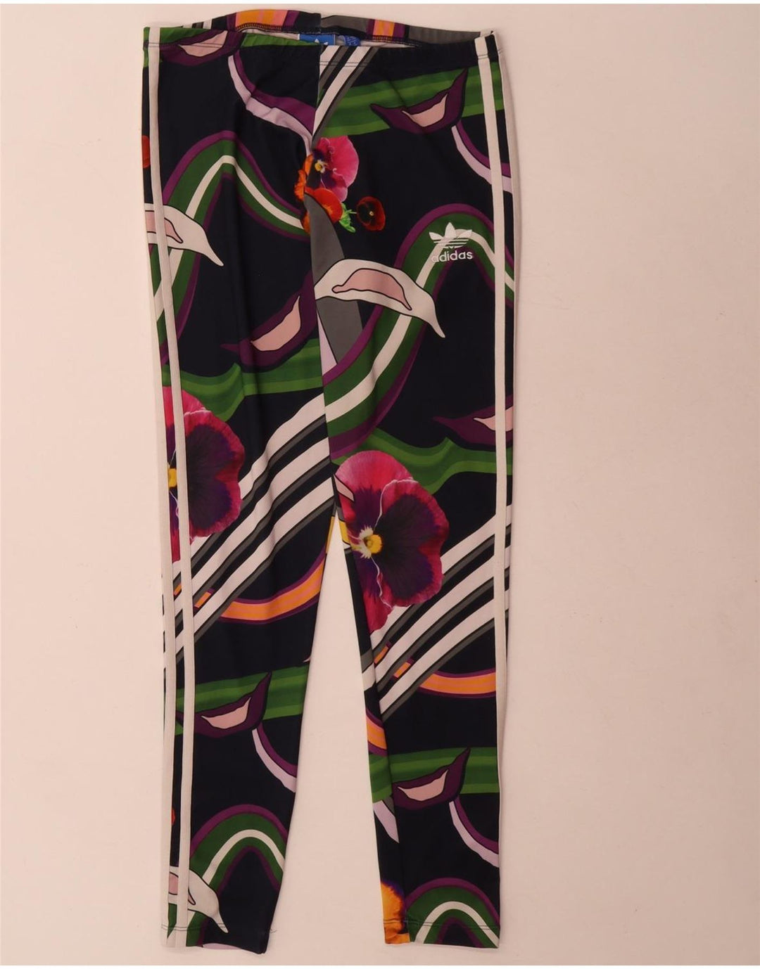Adidas Womens Leggings UK 10 Small Multicolored Floral Polyester