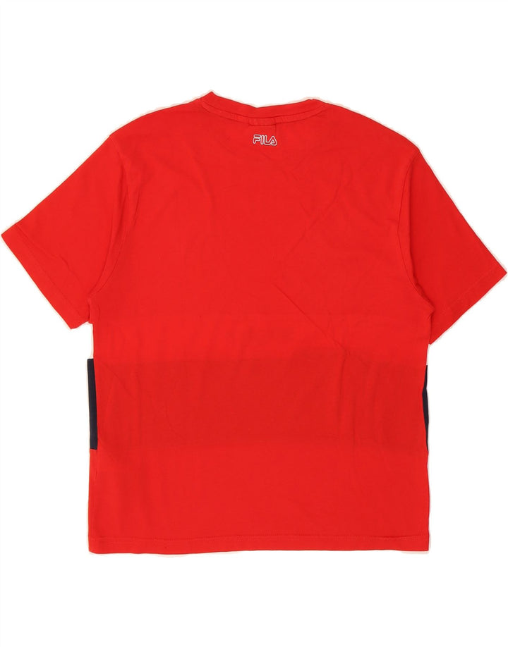 FILA Mens Graphic T-Shirt Top Medium Red Colourblock Cotton Vintage Fila and Second-Hand Fila from Messina Hembry 