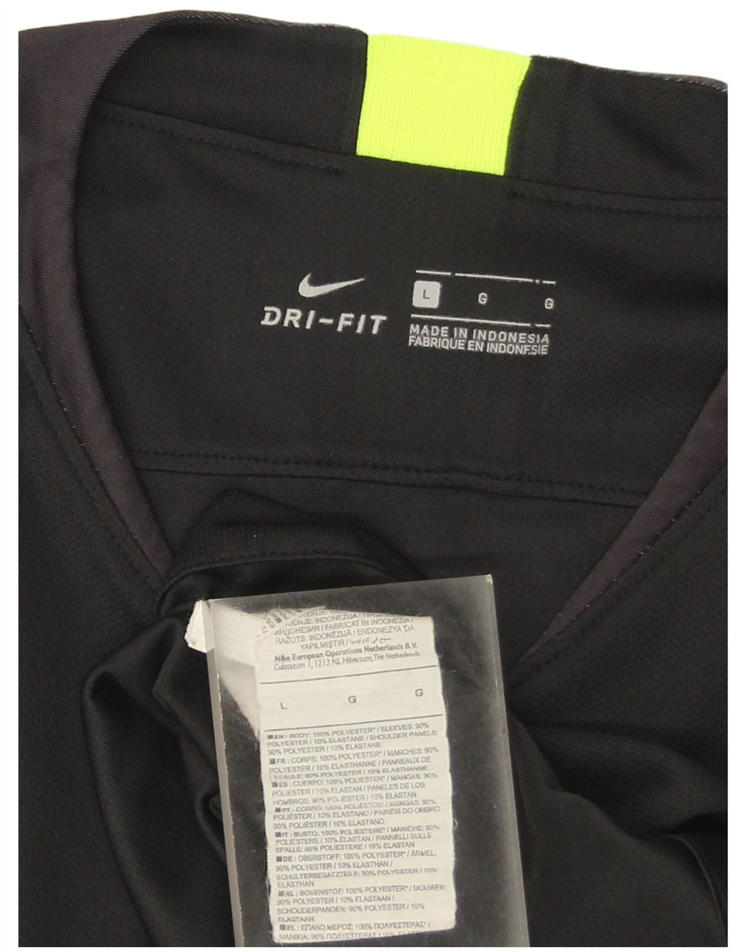 Nike Herre Dri Fit T-shirt Top Stor sort stribet polyester