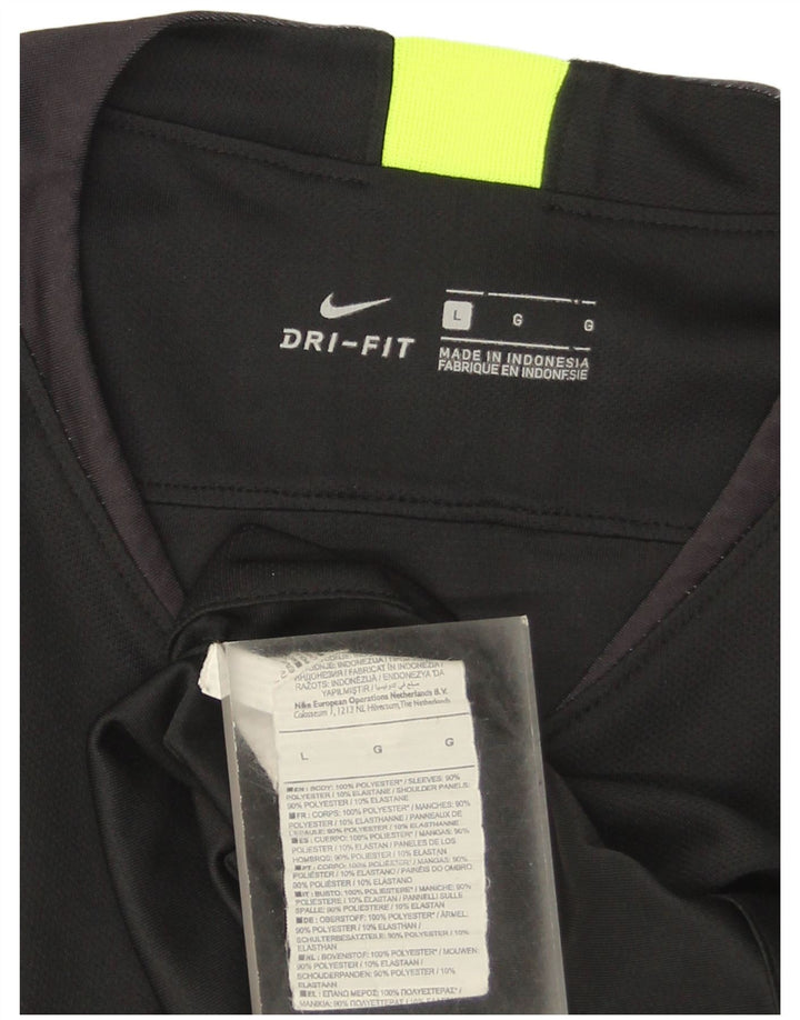 Nike Herre Dri Fit T-shirt Top Stor sort stribet polyester