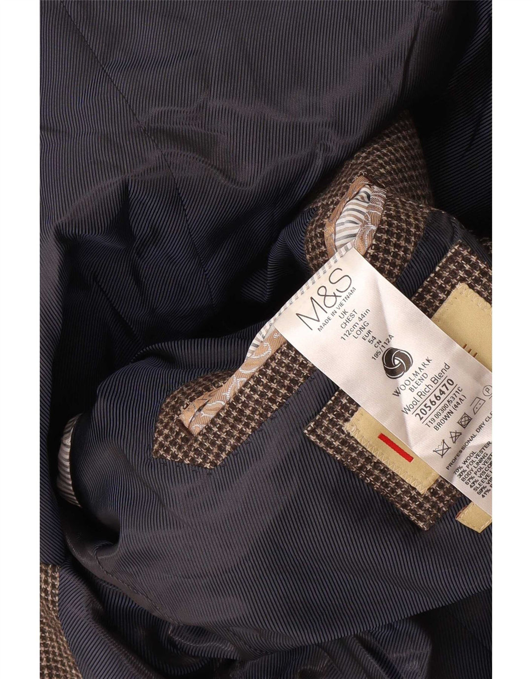 Marks & Spencer Herre Longline Blazer Jacket UK 44 XL Brown Houndstooth