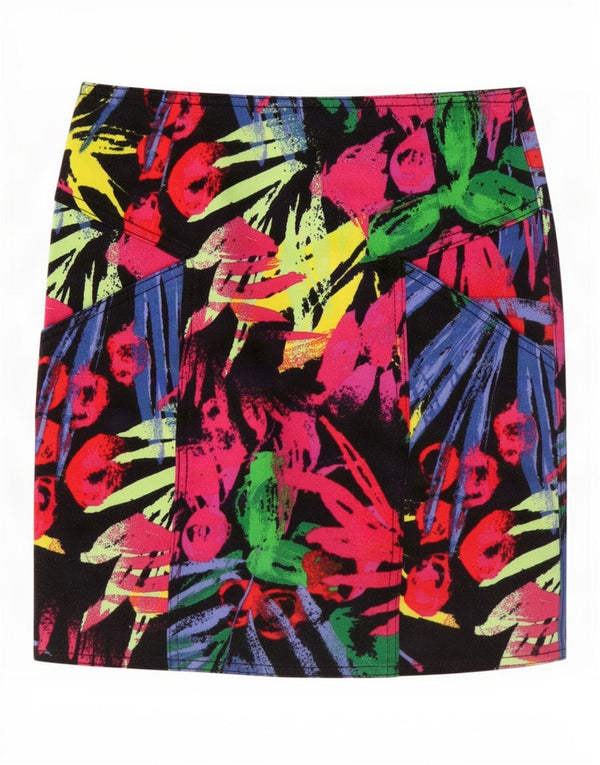 Topshop Dame abstrakt mønster mini nederdel UK 10 Small W27 Multicolored
