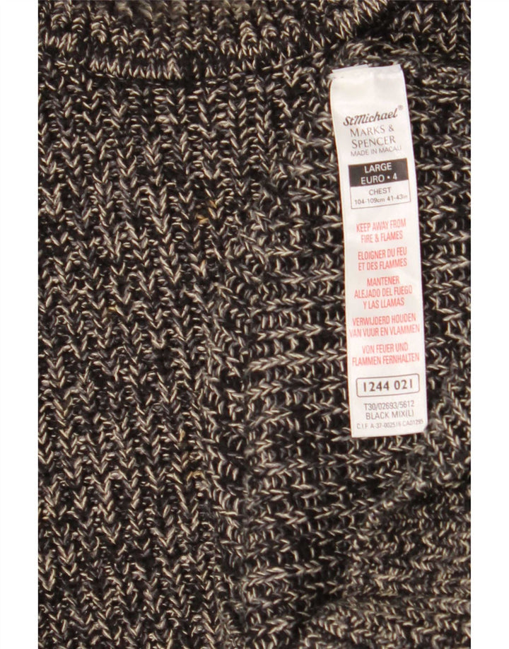 Marks & Spencer Herre Turtle Neck Jumper Sweater Large Black Flecked