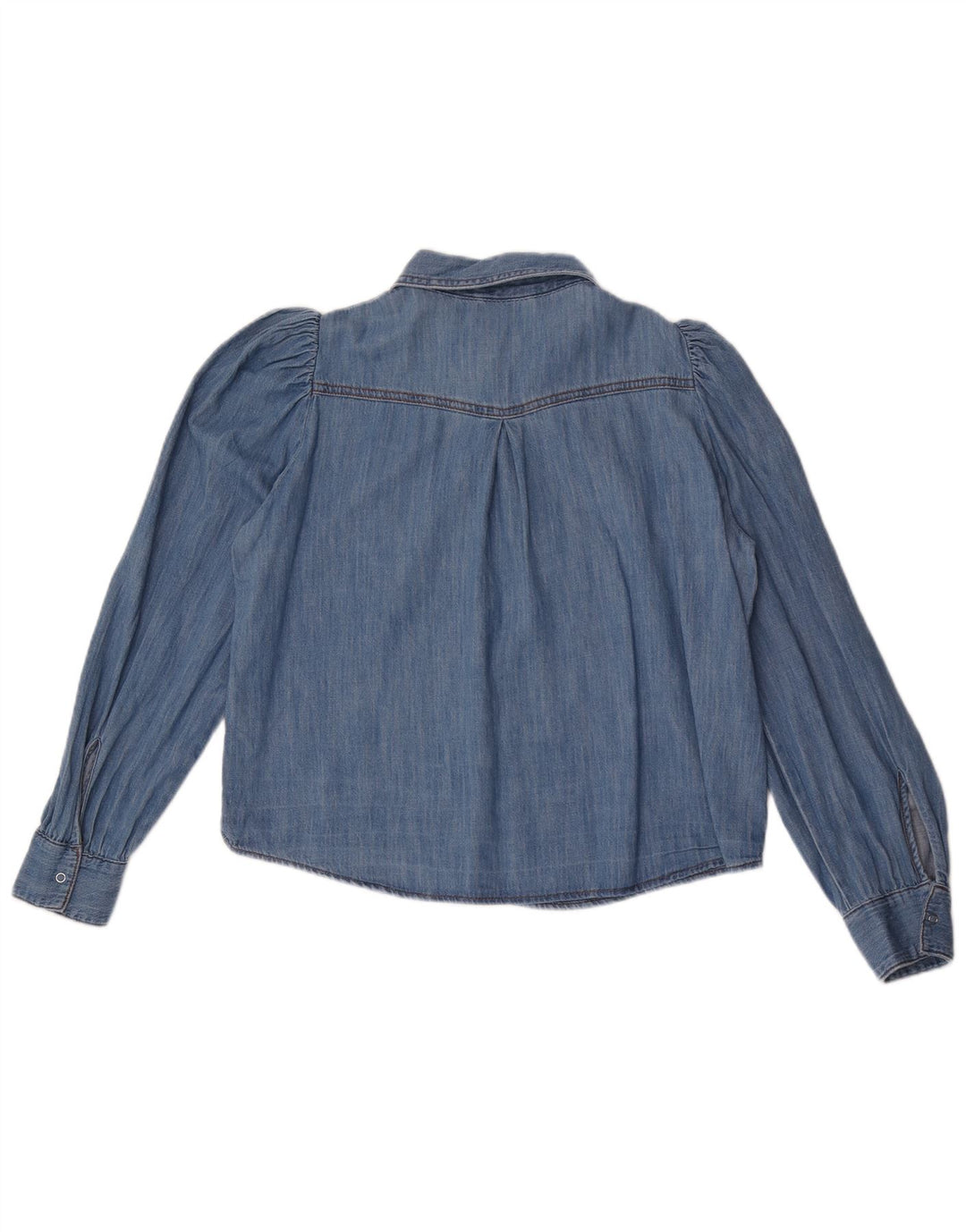Zara Dame Denim Shirt UK 14 Medium Blue Cotton