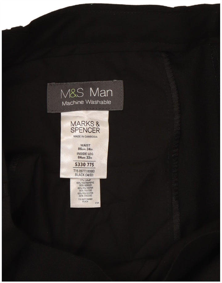 Marks & Spencer Herre Tapered Chino Bukser W34 L33 Sort Polyester