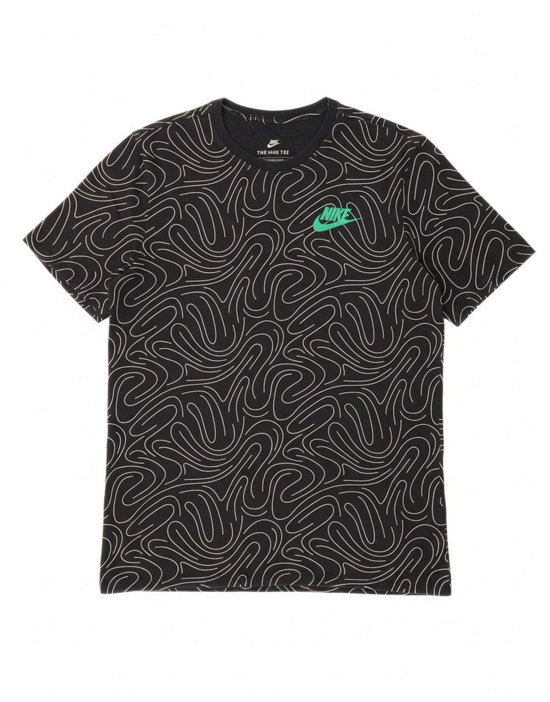 NIKE Mens Abstract Pattern T-Shirt Top Medium Black Cotton Vintage Nike and Second-Hand Nike from Messina Hembry 