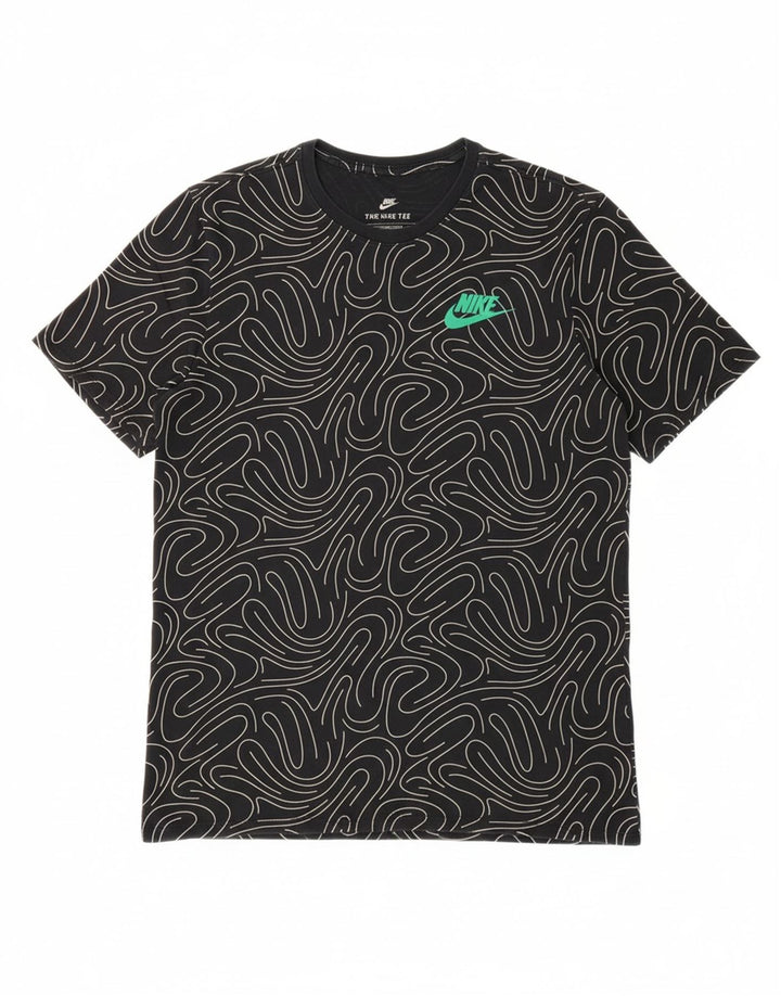 NIKE Mens Abstract Pattern T-Shirt Top Medium Black Cotton Vintage Nike and Second-Hand Nike from Messina Hembry 