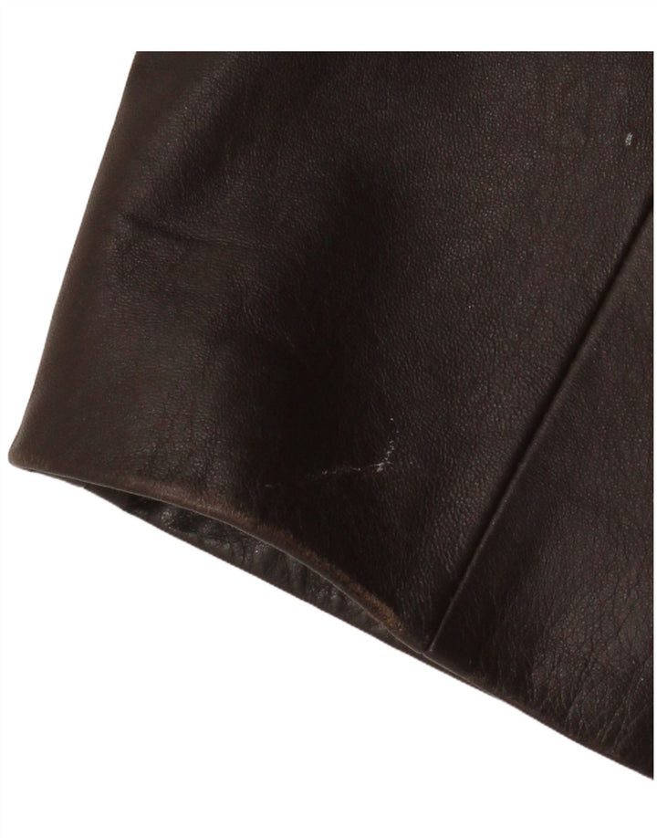 Vintage dame 3-knaps læder blazerjakke UK 18 XL brunt læder