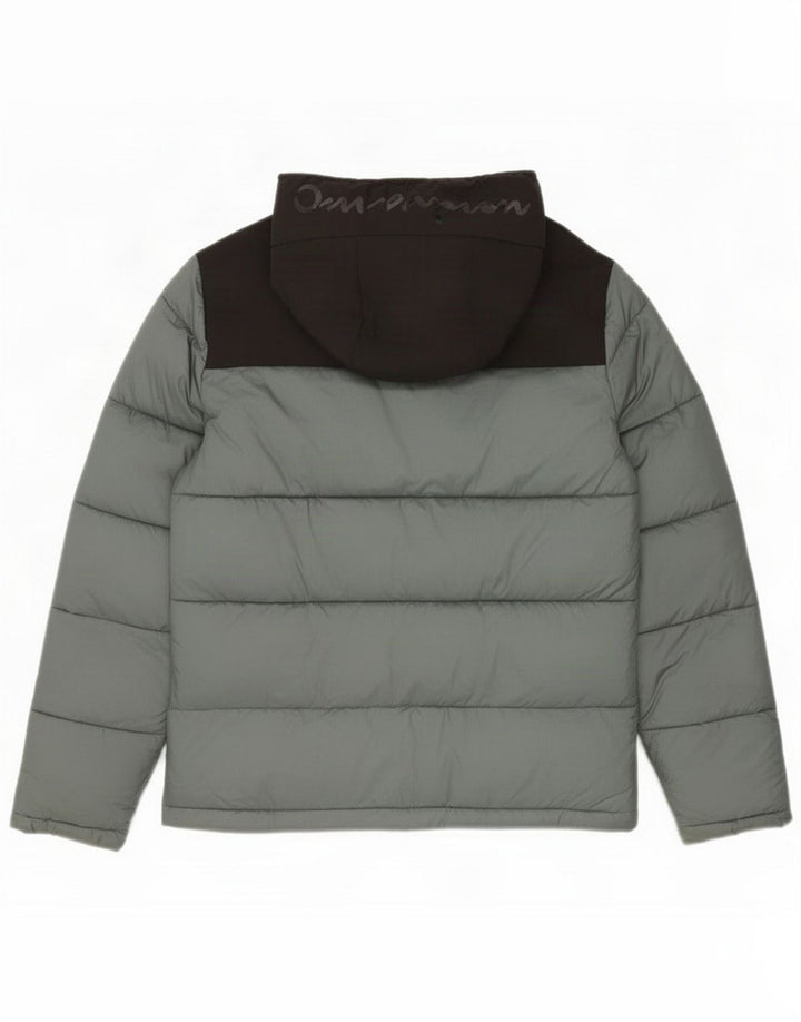 Champion Herre hættepolstret jakke UK 36 Small Grey Colourblock Polyamid