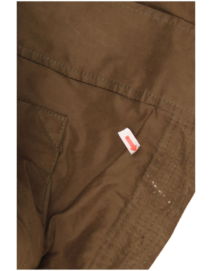 Zara Dame Hooded Parka Jacket UK 14 Medium Khaki Ternet Bomuld