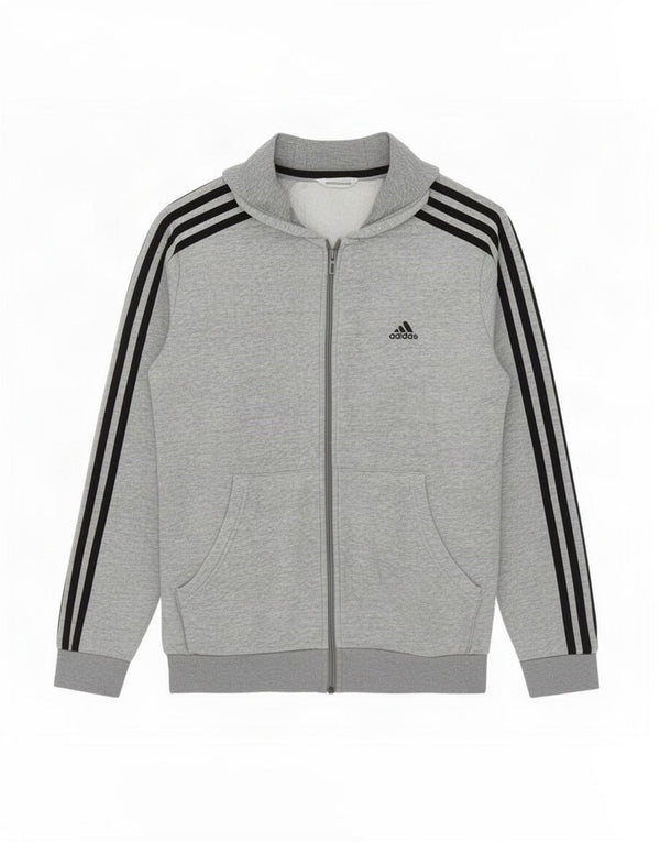 Adidas hættetrøje med lynlås til drenge 13-14 år grå flækket bomuld