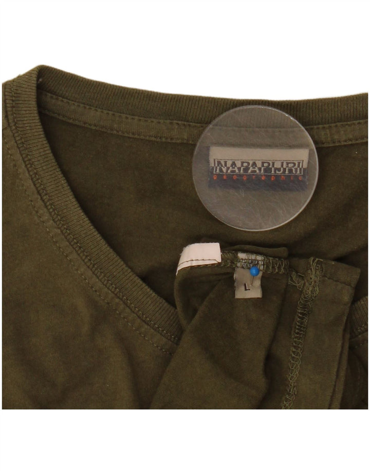 Napapijri Herre Grafisk T-Shirt Top Stor Khaki