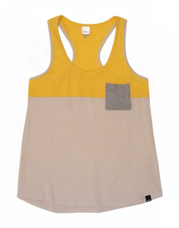Bænk damevest Top UK 12 Medium Gul Colourblock Bomuld