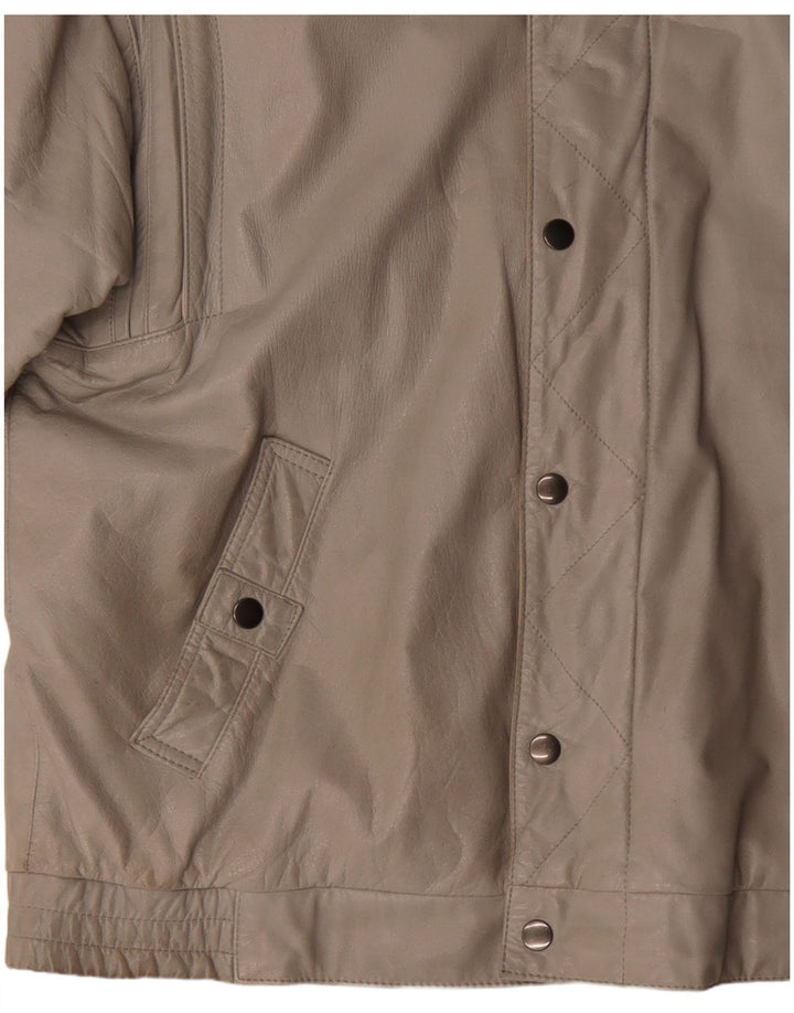 Vintage Herre Læderjakke EU 54 2XL Grå Læder