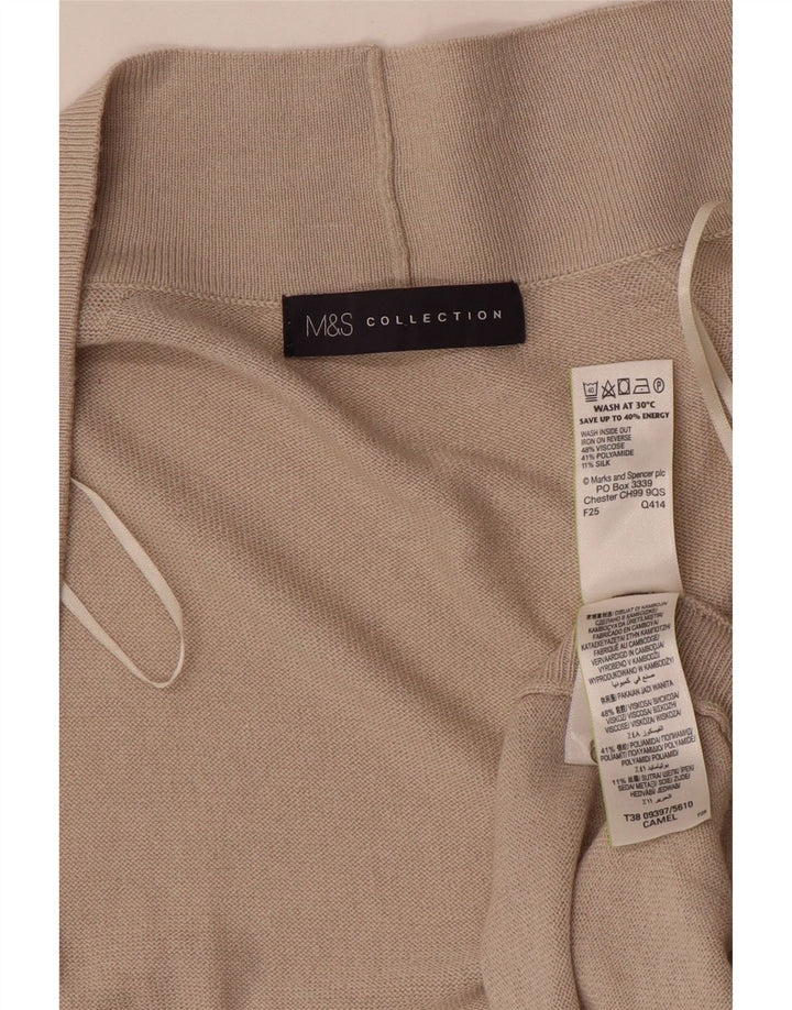 Marks & Spencer Dame Longline Open Cardigan Sweater UK 8 Small Beige