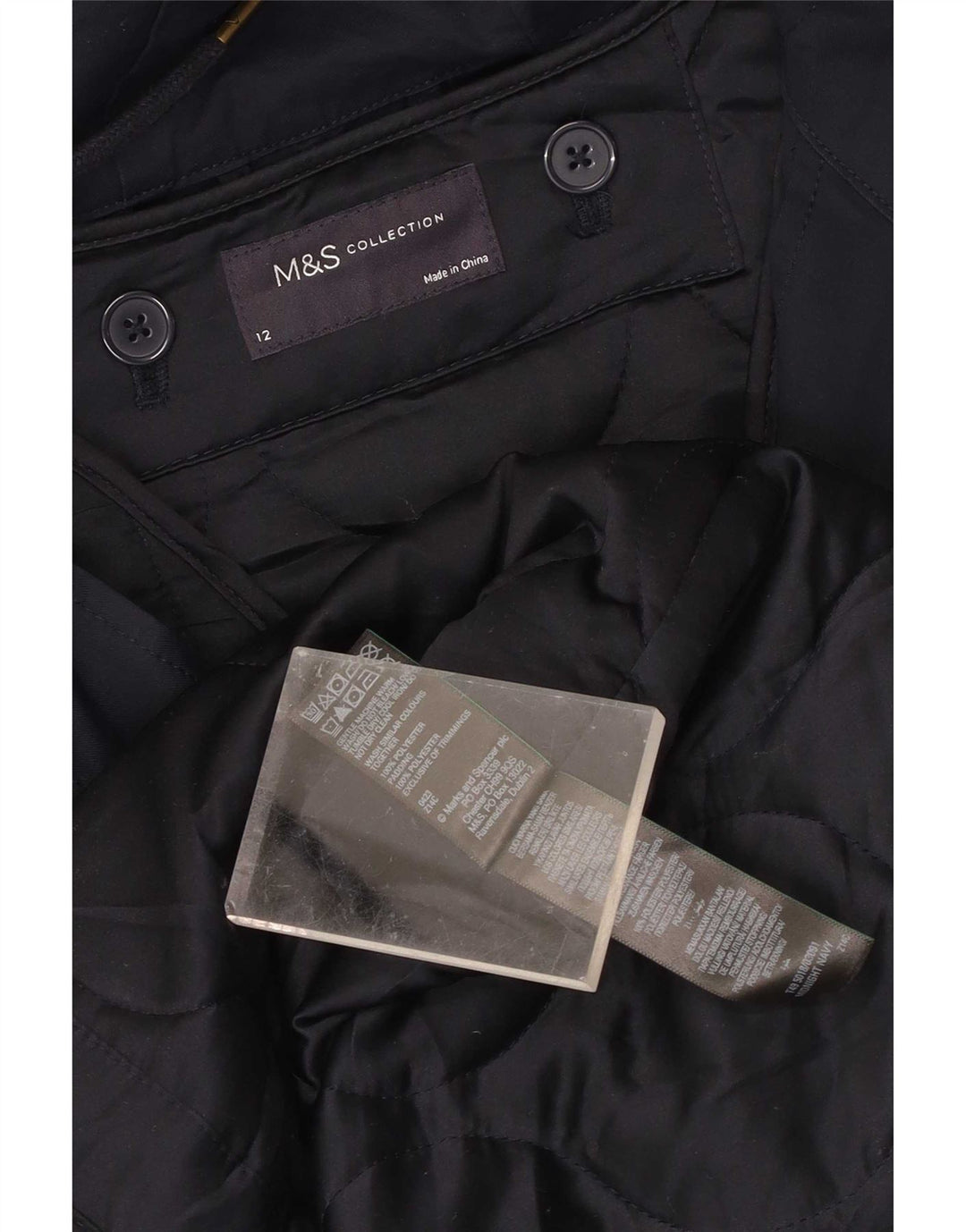 Marks & Spencer Dame hætteparkajakke UK 12 Medium Navy Blue Polyester