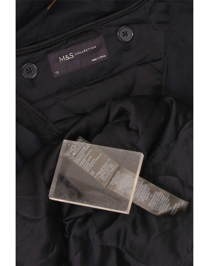 Marks & Spencer Dame hætteparkajakke UK 12 Medium Navy Blue Polyester