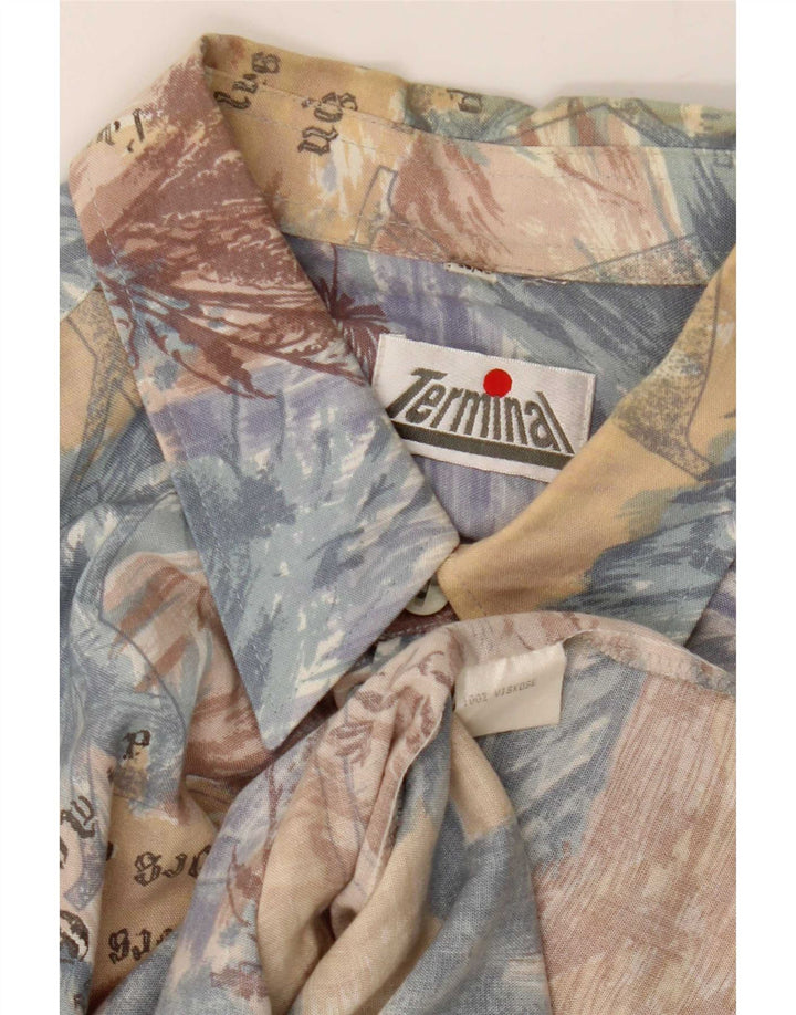Vintage skjorte med abstrakt mønster til mænd Størrelse 39/40 Medium Flerfarvet