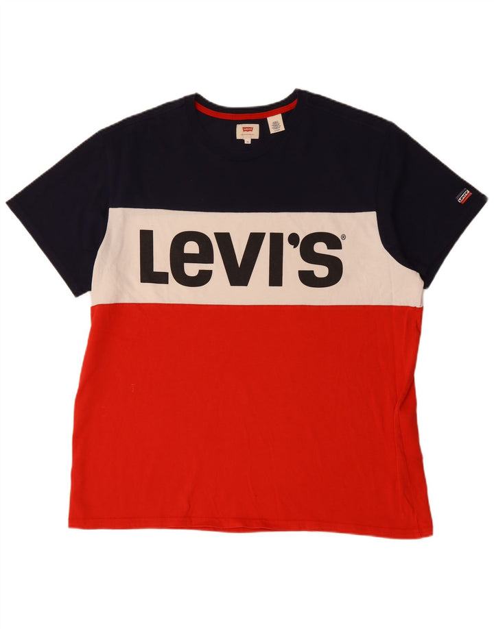 LEVI'S Herre grafisk T-shirt Top XL Flerfarvet Colourblock Bomuld