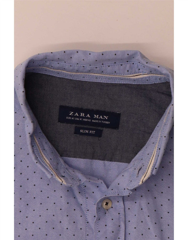 Zara Herre Slim Fit skjorte Medium Blue Spotted