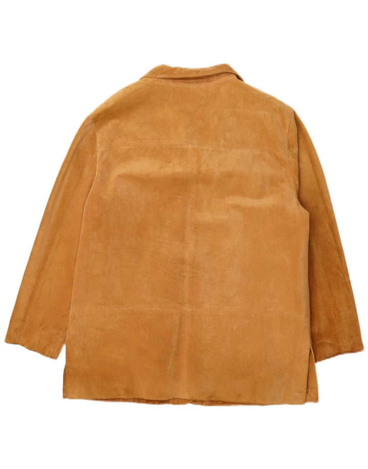 Martin Eden Dame Ruskind 4 Button Blazer Jacket IT 48 XL Beige Læder