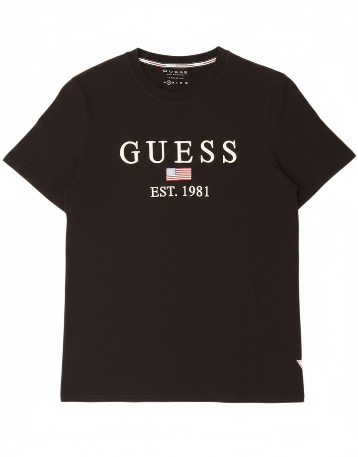 GUESS Mens Regular Fit Graphic T-Shirt Top Small Black Cotton